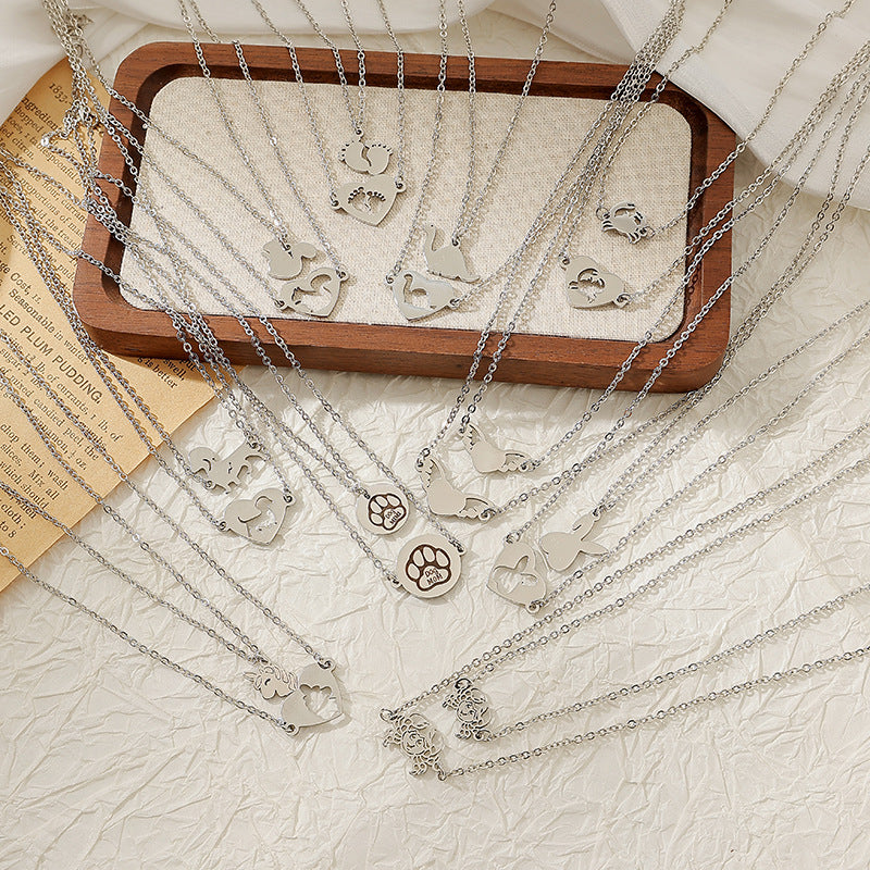 Wholesale Stainless steel necklace animal hollow clavicle chain