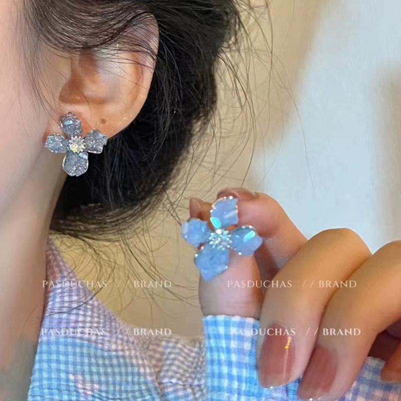 Wholesale S925 Silver Needle Flower Earrings Cute Earrings ACC-ES-Mengf001