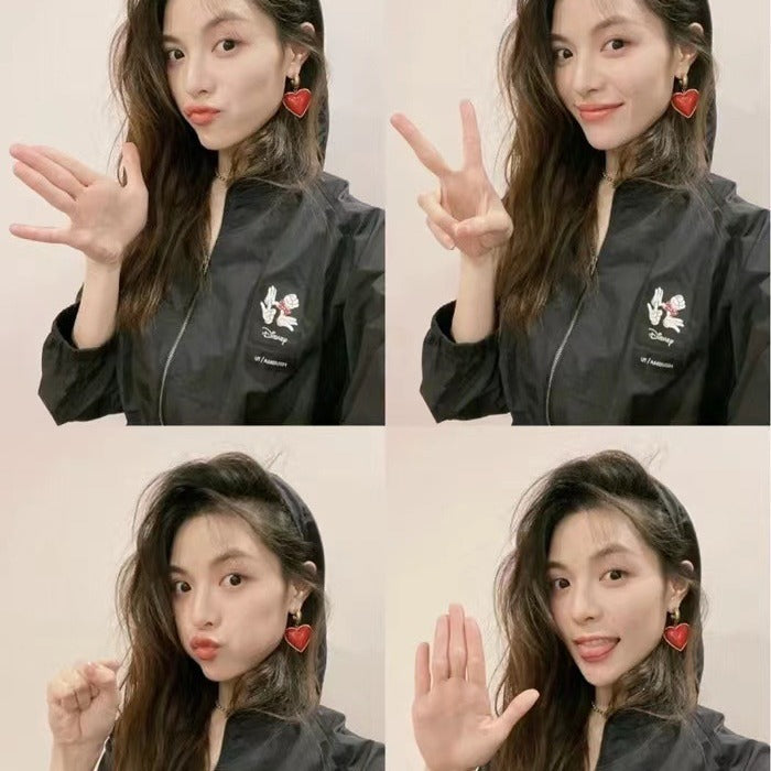 Wholesale Retro Exaggerated Red Love Earrings