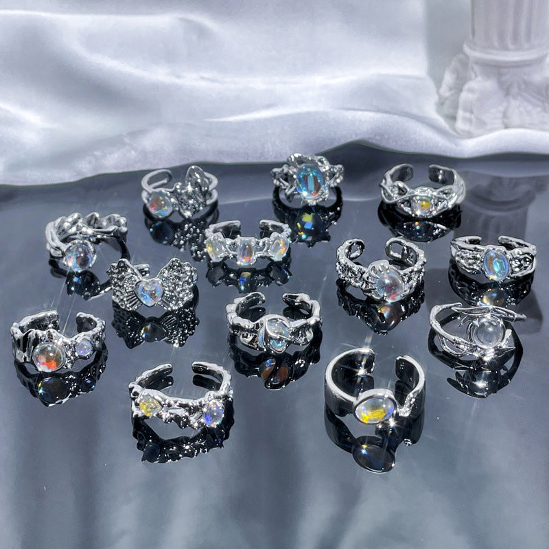 Wholesale Personalized texture Moonstone open ring