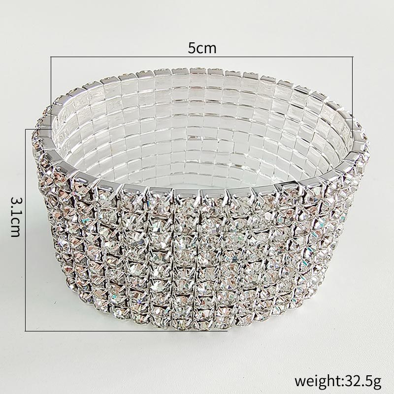 Wholesale Simple Bracelet with 8 Rows of Diamonds and Shiny Bracelets Necklace Set ACC-BT-ChenRui001