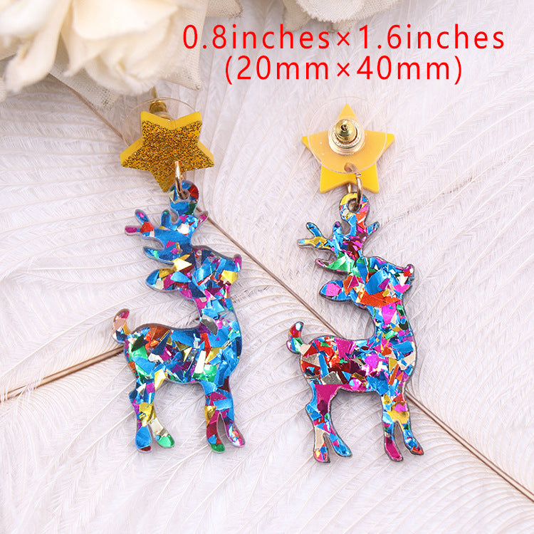 Wholesale Elk Christmas Cartoon Animal Acrylic Earrings