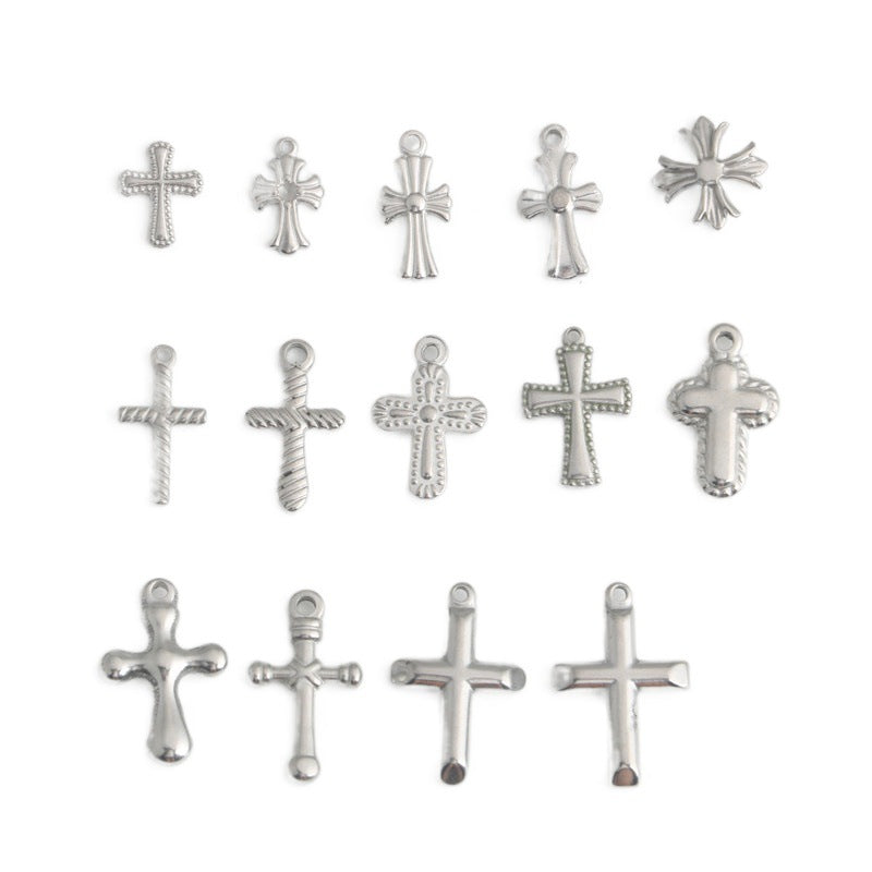 Wholesale Stainless steel small cross necklace bracelet pendant
