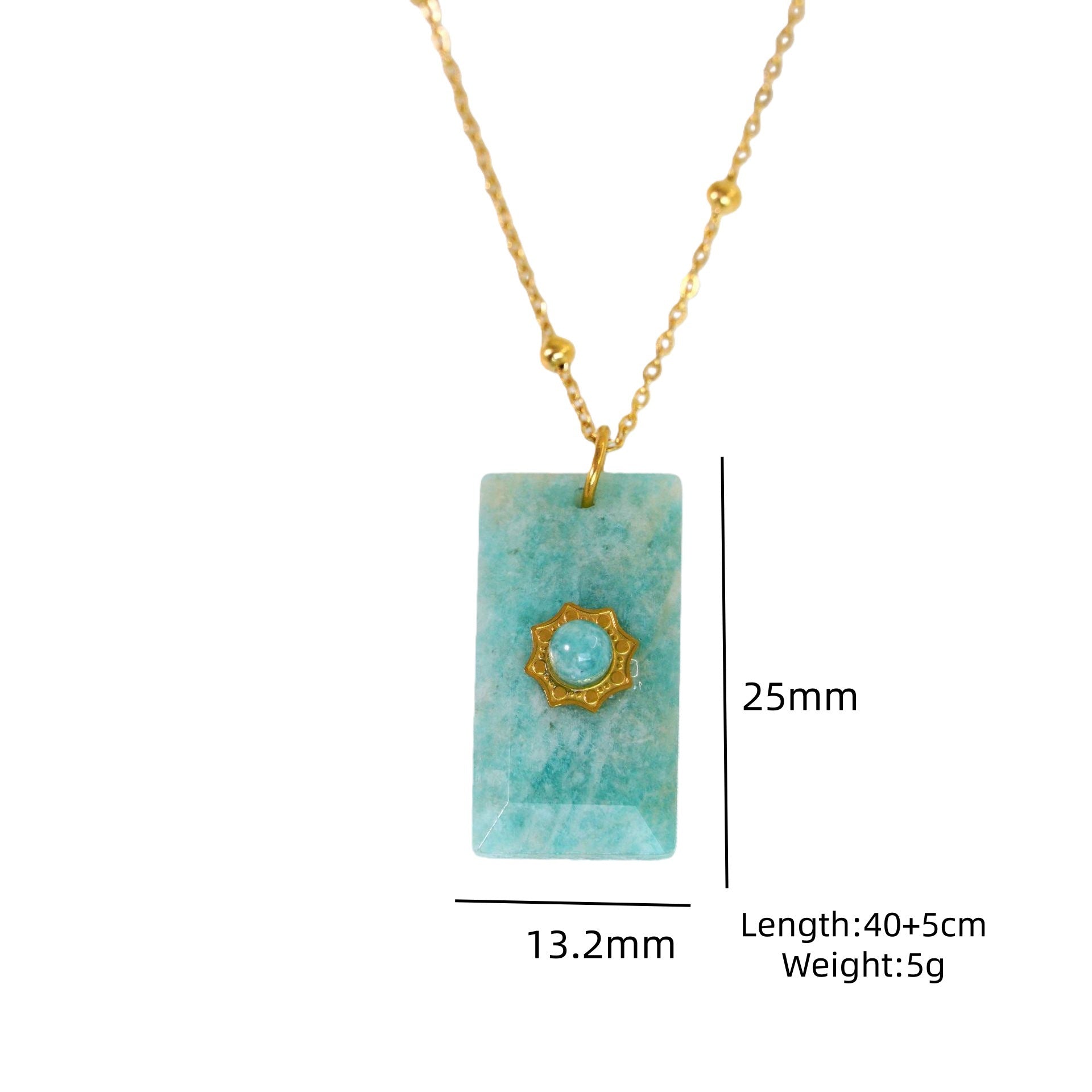 Wholesale Light Luxury Blue Tianhe Stone 14K Gold Plated Titanium Steel Necklace,  Fashion Jewelry Accessory Gift