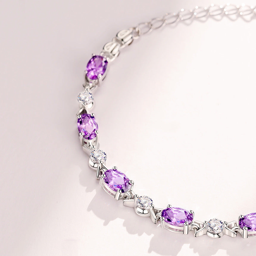 Wholesale 925 Silver Amethyst Bracelet