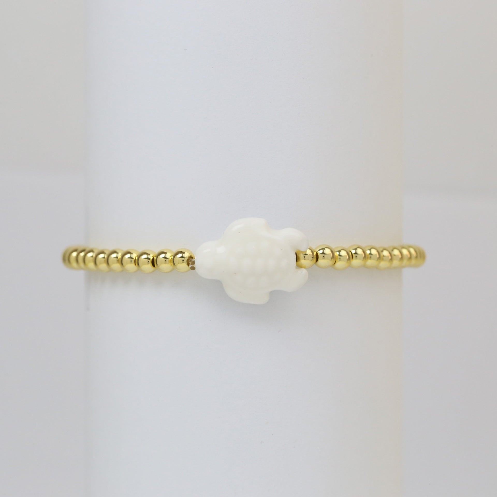 Wholesale Beach style ceramic glass colorful turtle elastic rope copper bead bracelet