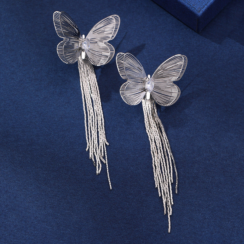 Wholesale  Metal Butterfly Tassel Earrings
