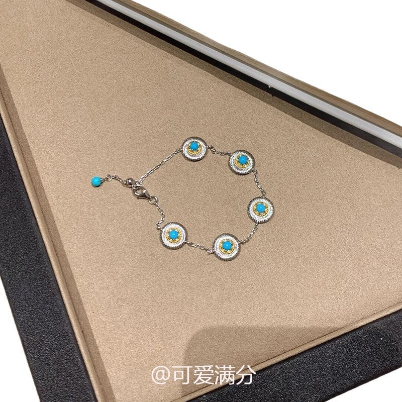 Wholesale  Turquoise Daisy Necklace Retro Light Luxury Necklaces