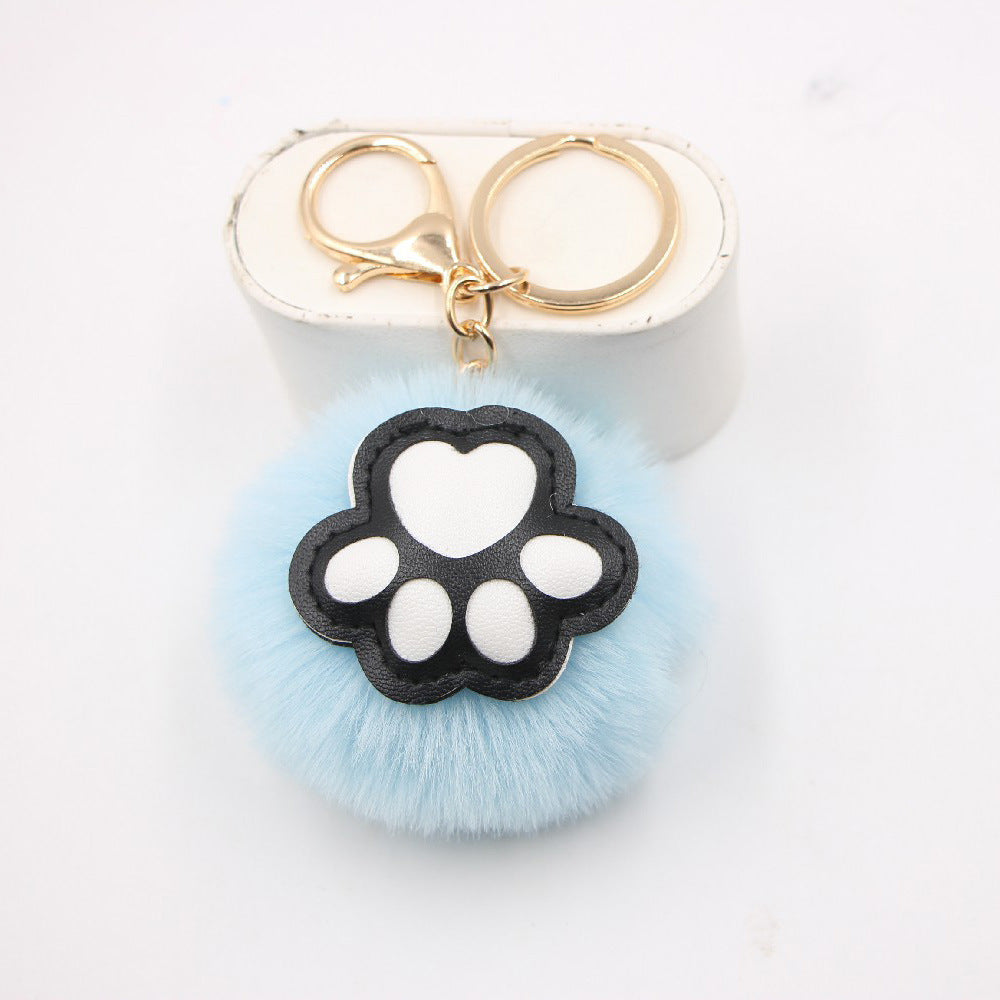 Wholesale Cute Cat Paw Pom Pom Keychains ACC-KC-Zuge006