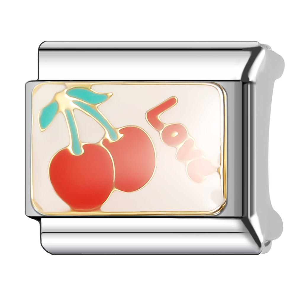 Wholesale Italian Charm Bracelet 9mm DIY Splicing Fruit and Vegetable Series  Stainless Steel Composable Bracelet