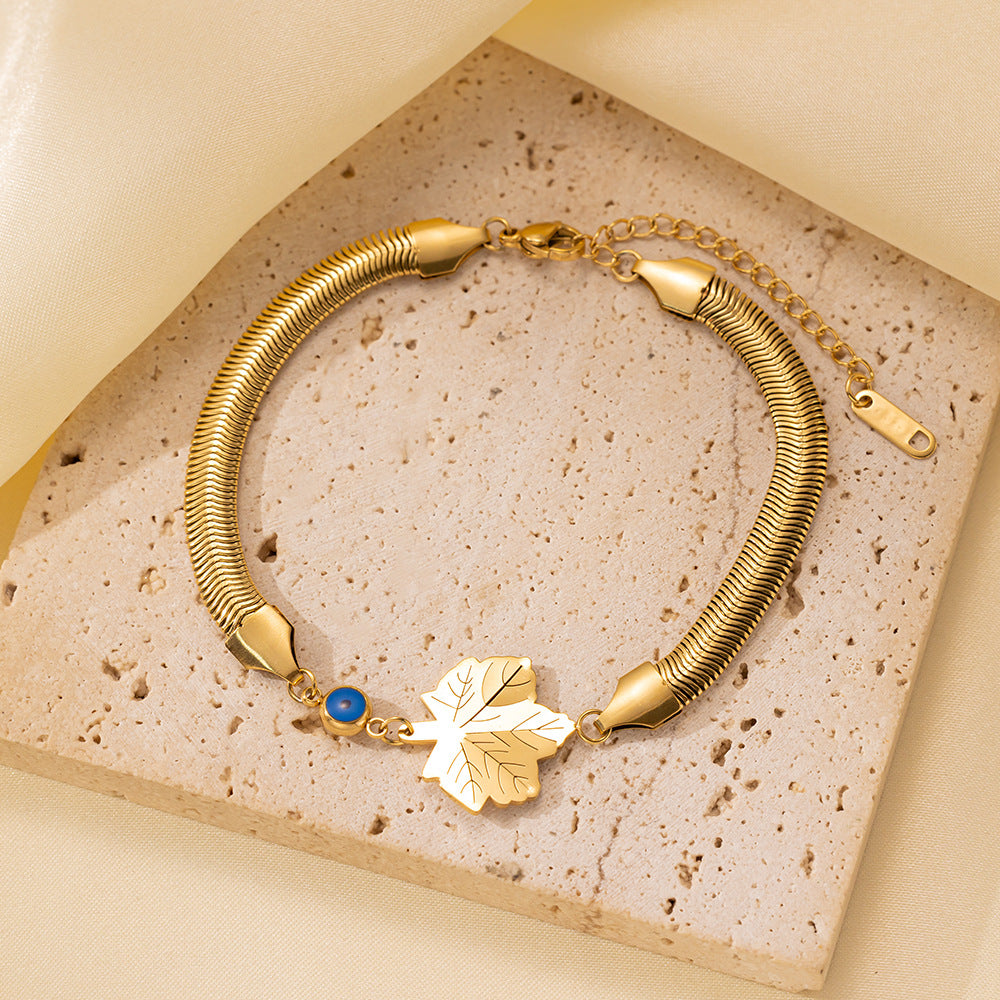 Wholesale Titanium Steel Bracelets Snake Bone Chain Love Blue Eyes Bracelet ACC-BT-Tais001