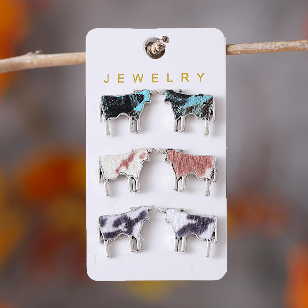 Wholesale Cow Sheep and Horse Spotted Alloy Earrings