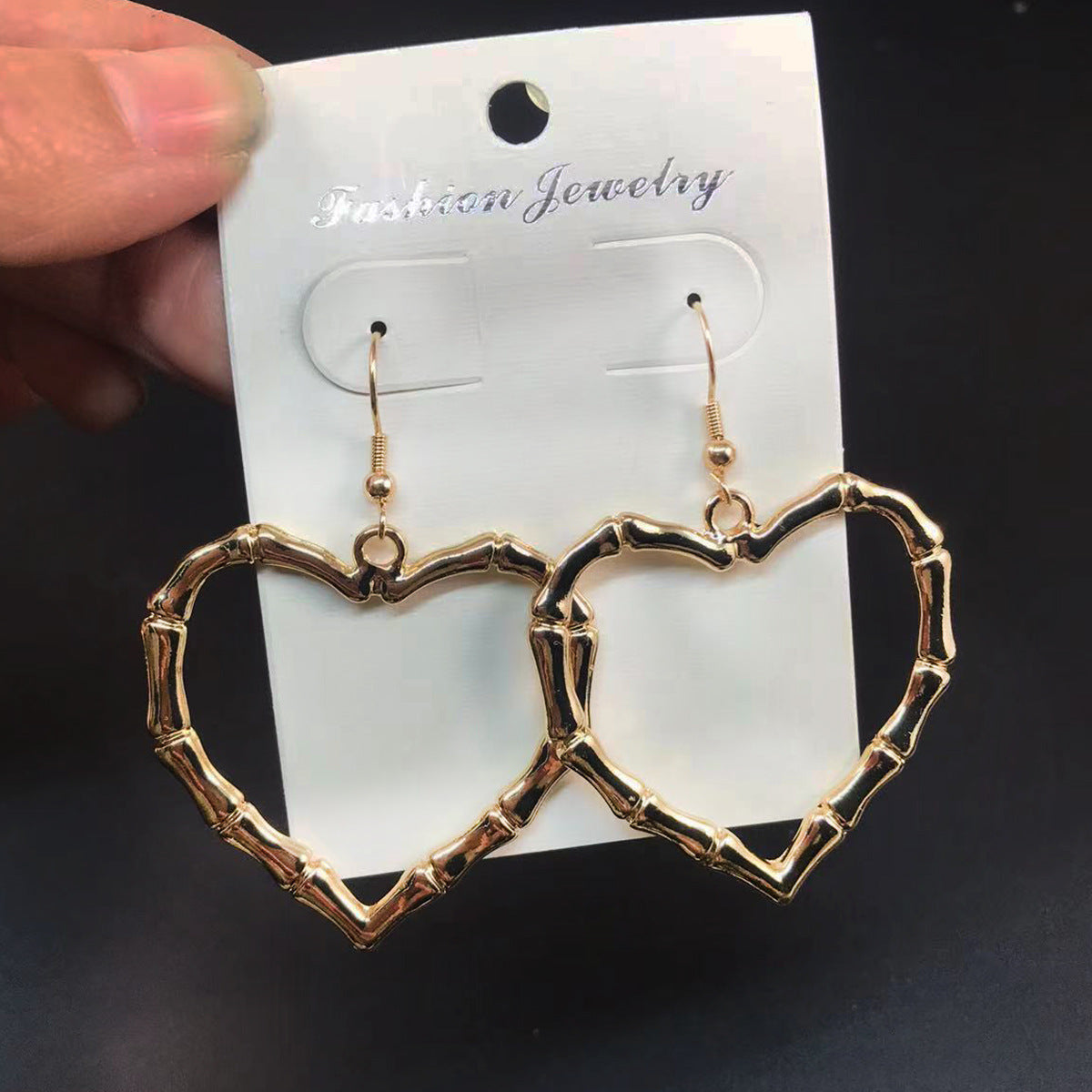 Wholesale bamboo Gold Plated Earrings love earrings