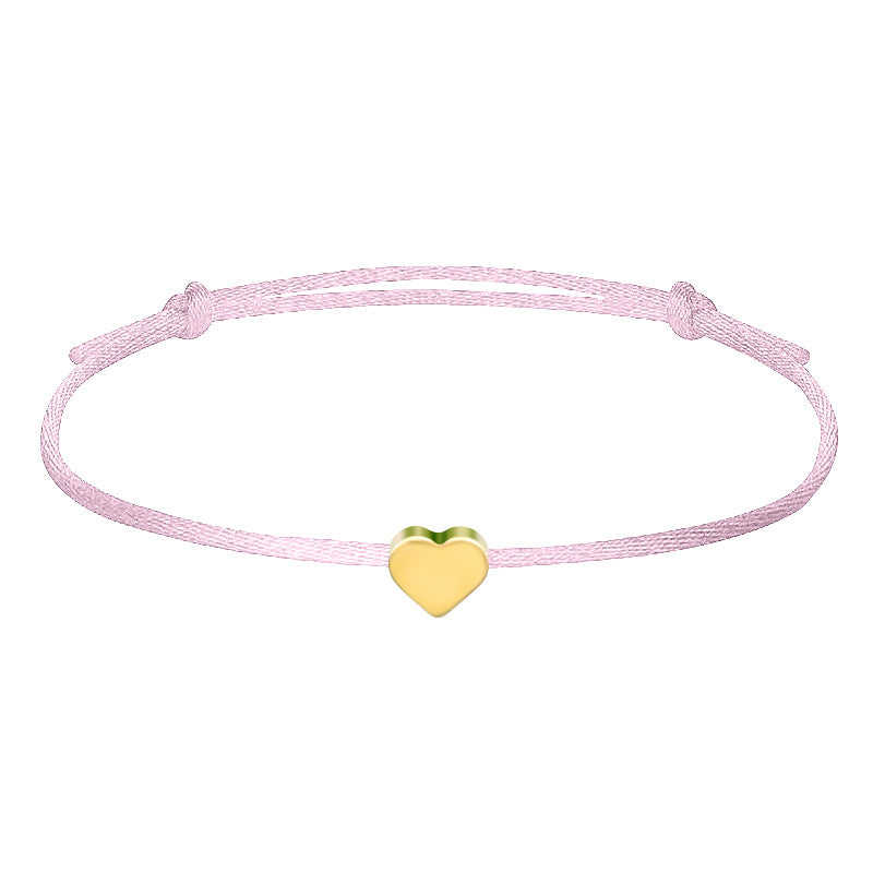 Wholesale Black And Gold Heart Bracelet Set Minimalist Pull Cord Rope Bracelets Everyday Wear Fashion Jewelry Accessory