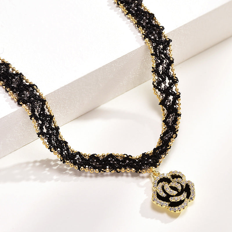 Wholesale Rose Necklace  Light Luxury Jewelry Clavicle Chain Necklace