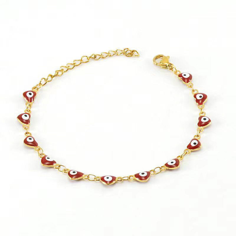 Wholesale 18K Titanium Steel Evil Eye Stainless Steel Heart Bracelet Necklaces ACC-BT-Zhongy004