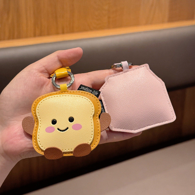 Wholesale Leather Cartoon Food Keychain Milk Box Pineapple Bun Toast Pendant Stylish Car Key Accessory Gift For Birthday