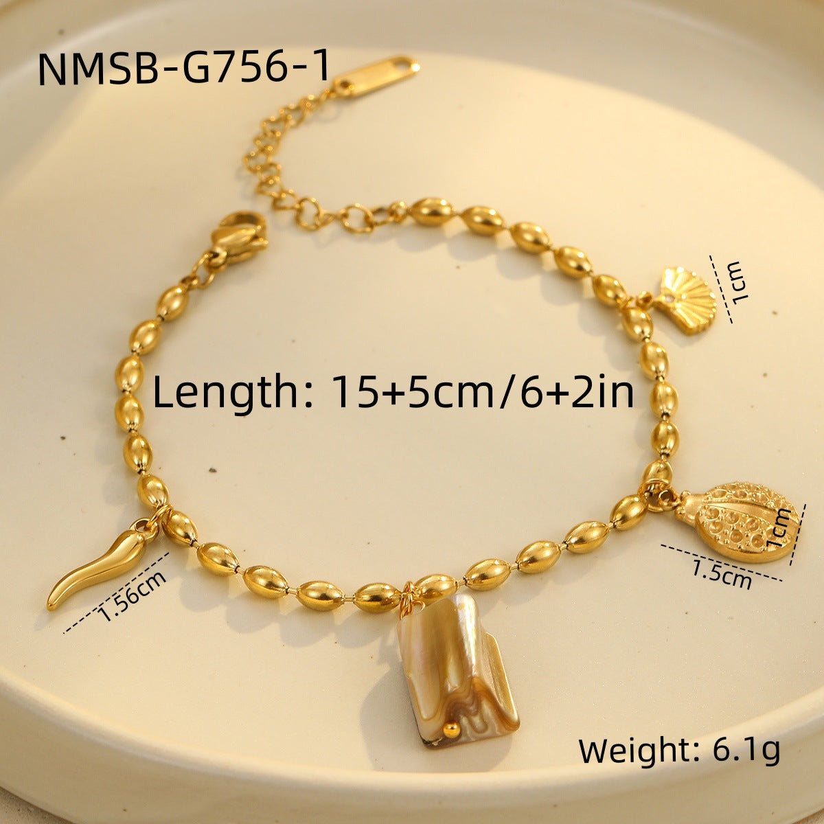 Wholesale Beaded Marine Style Bracelet Stainless Steel Stacked Bracelet