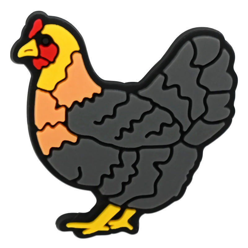 Wholesale Random 100pcs Rooster and Hen   PVC Soft Rubber Shoe Buckle Decoration
