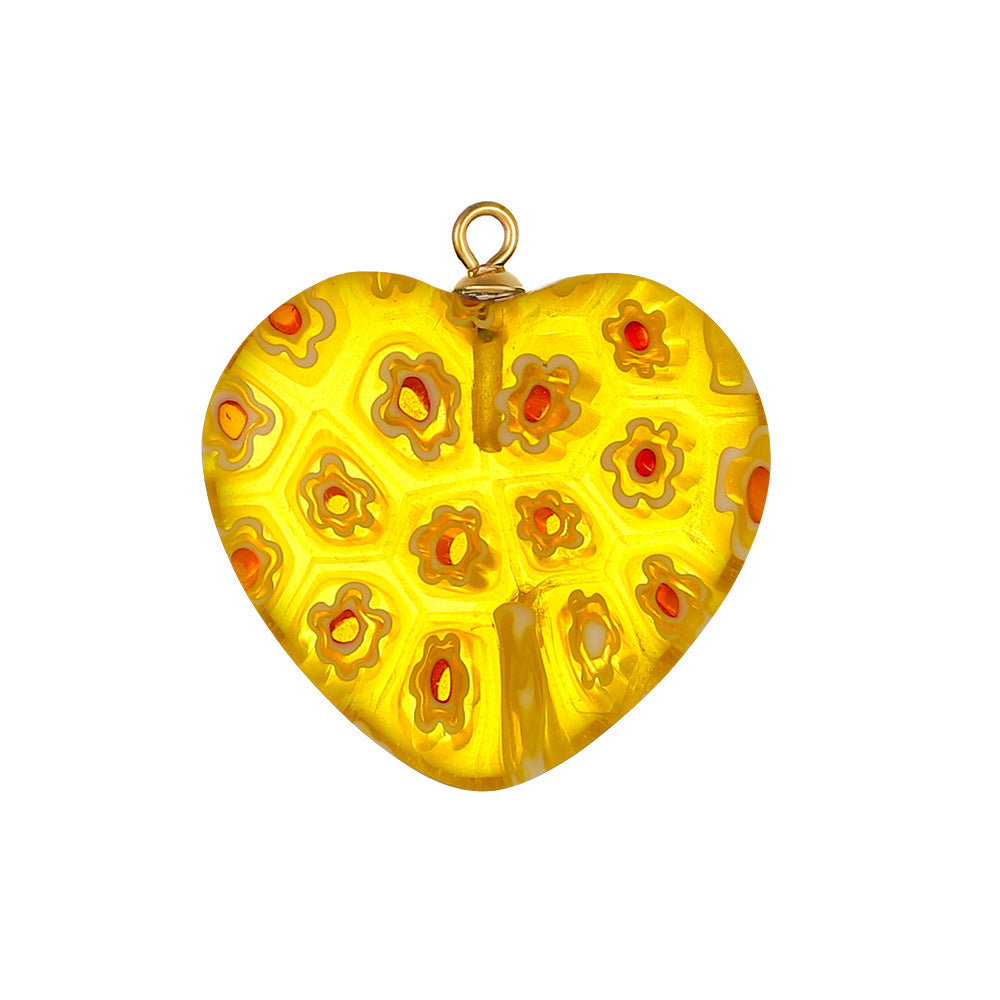 Wholesale Glazed Flower Ball Heart Diy Pendant
