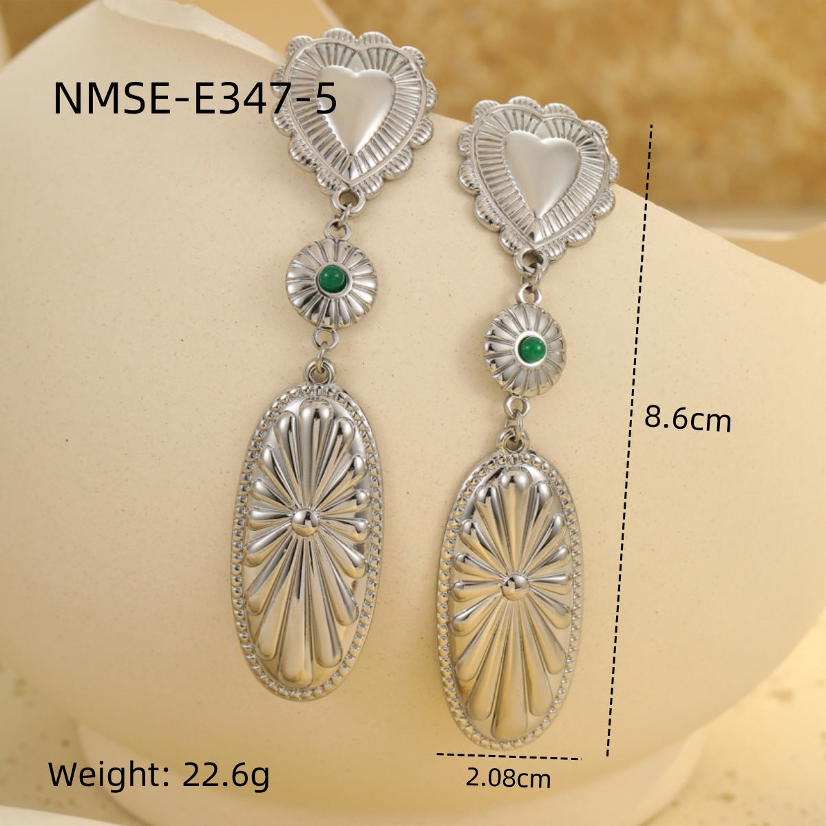 Wholesale Stainless Steel Tassel Heart Design Earrings