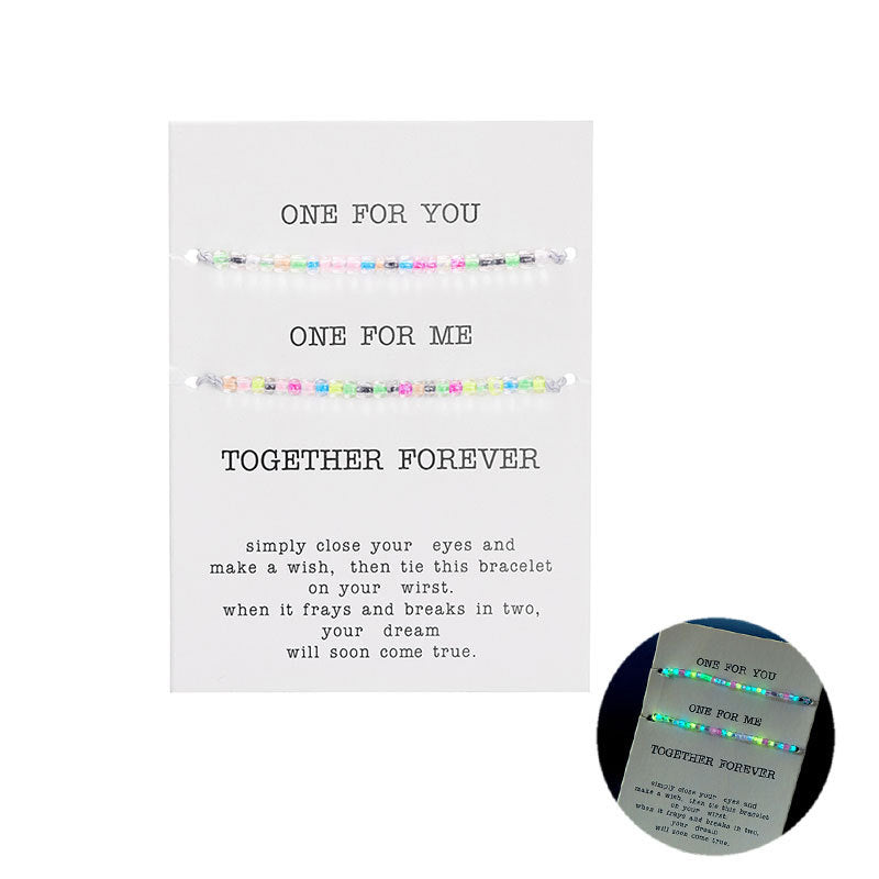 Wholesale 2 colorful luminous rice beads couple beaded bracelet