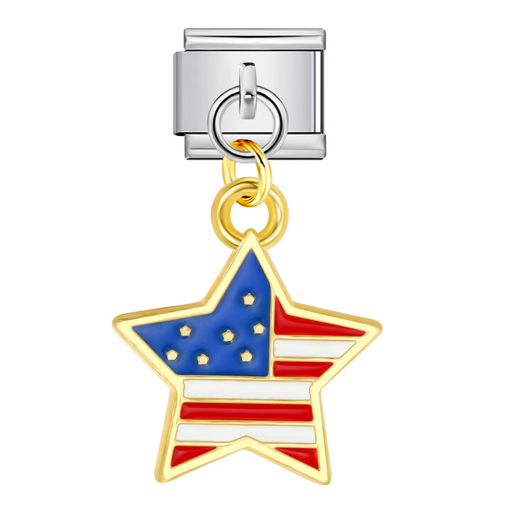 Wholesale Italian Charm Bracelet 9mm DIY Independence Day   Creative Stainless Steel Composable Bracelet