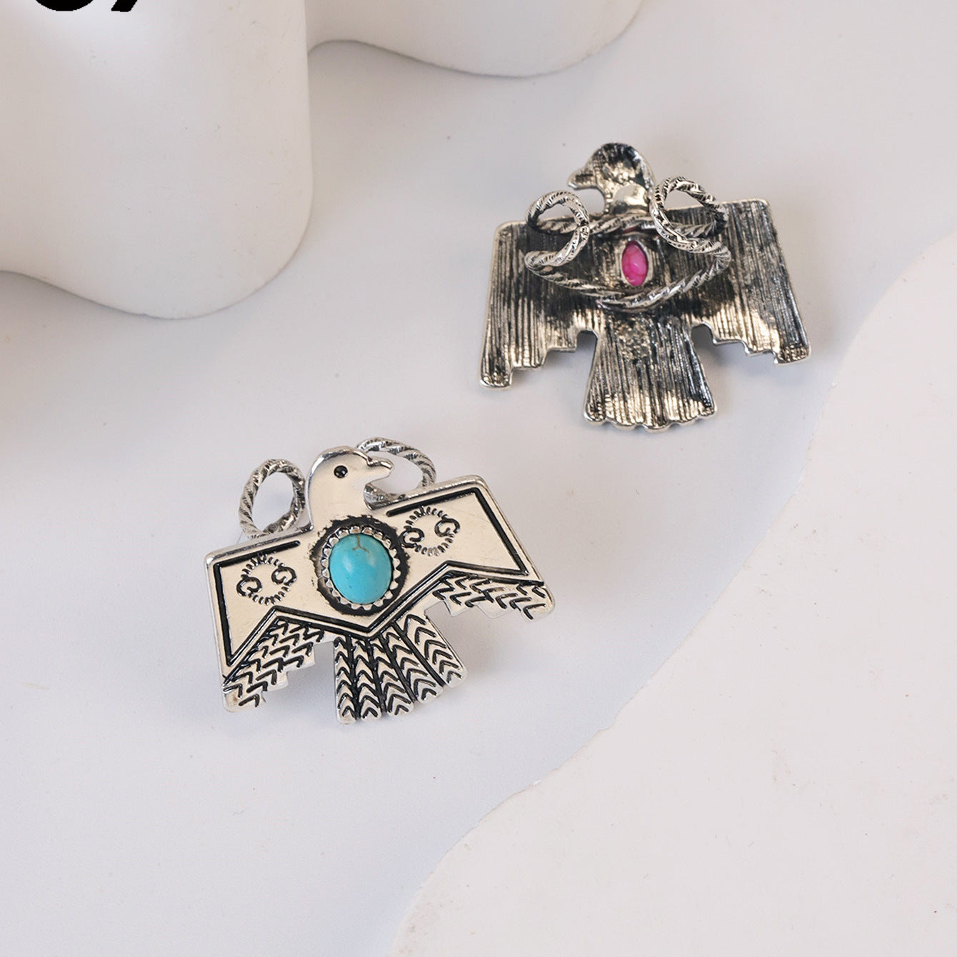 Wholesale Zinc Alloy Inlay Flower Ring Set Retro Ethnic Style Fashion Accessory for Women Gift
