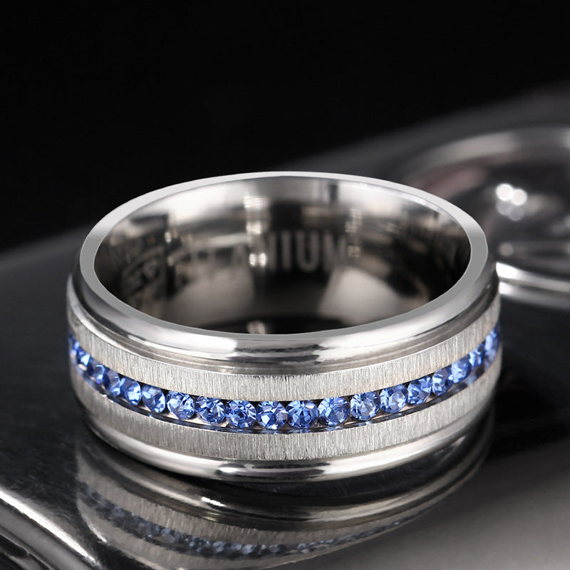 Wholesale Titanium Steel Blue Diamond Ring Pinky Ring Men's Rings ACC-RS-GouYa006