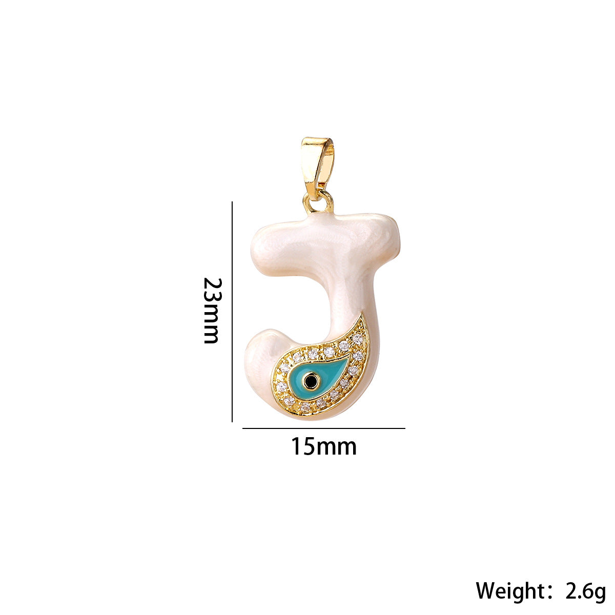 Wholesale Evil Eye Letter Pendant 16K Gold Plated Copper With Zircon Fashion Decorative Accessory DIY Jewelry Charm Boutique Gift Resale