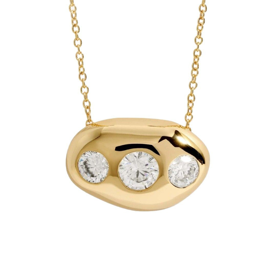 Wholesale 18K gold zircon necklace light luxury gold beans clavicle chain