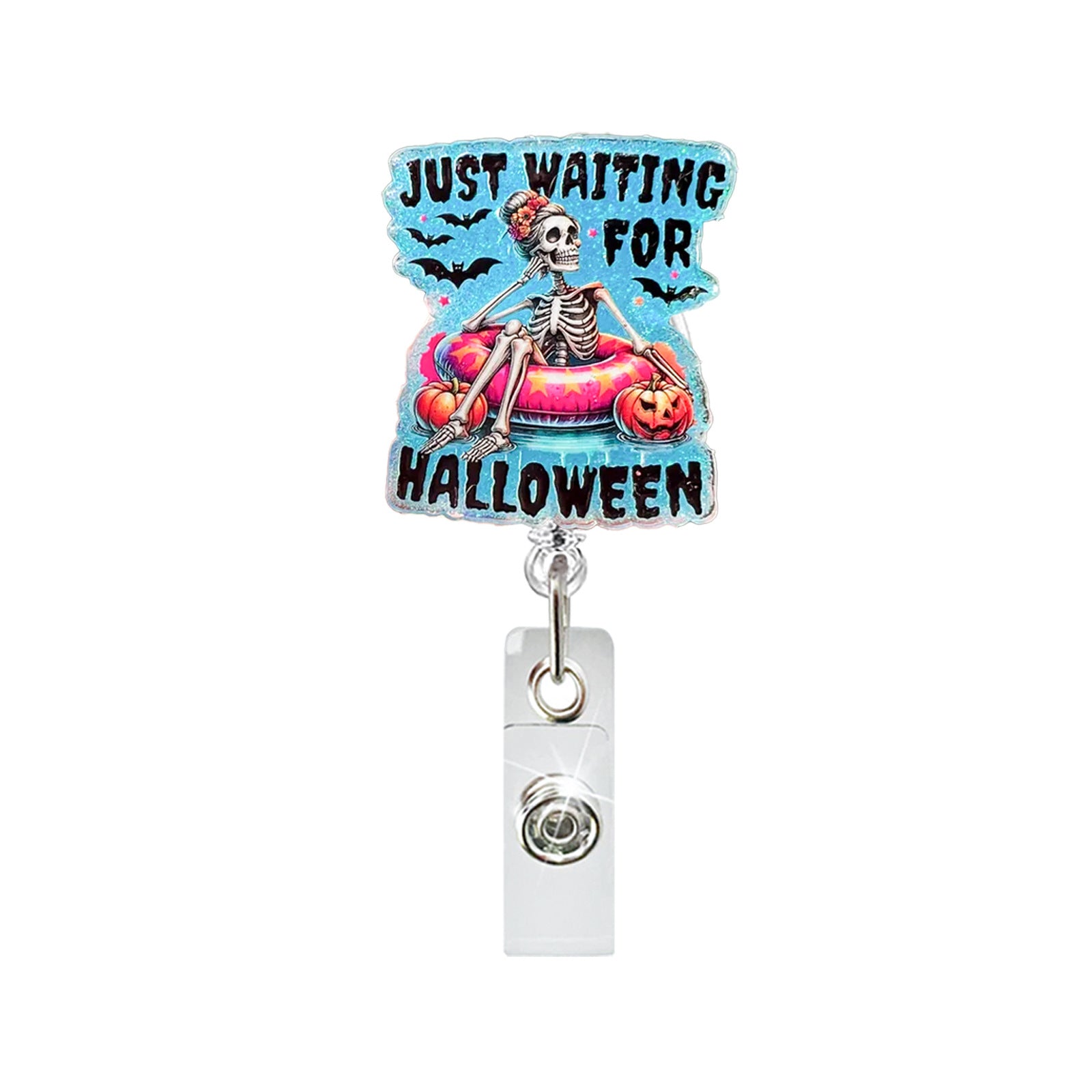 Wholesale ABS Retractable Badge Reel with  Ghost Skull Design - Stylish ID Holder for Office or Bag Charm