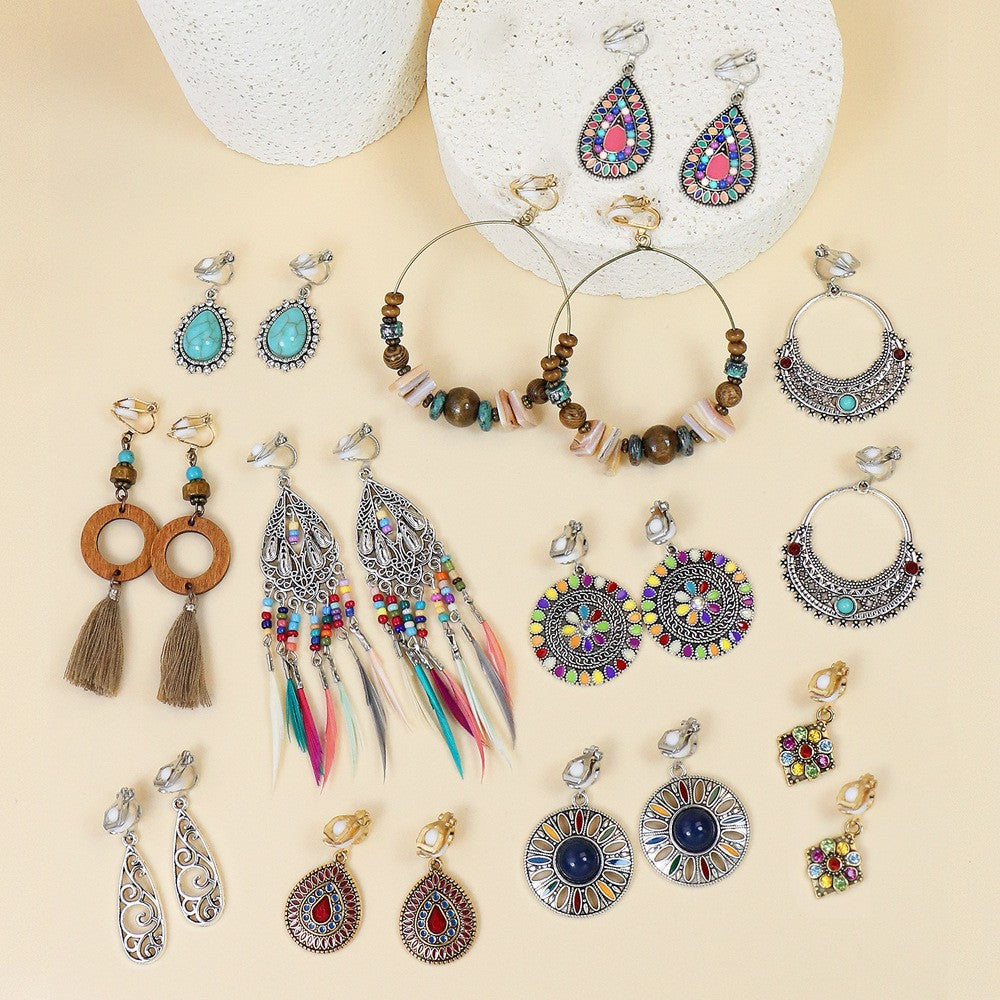 Wholesale Bohemian Geometric Hollow Earrings Retro Ethnic Ear Clip,  Stylish Everyday Jewelry