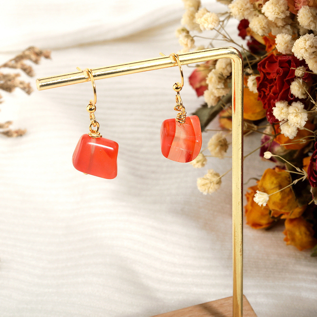 Wholesale A variety of simple natural crystal stone earrings ear jewelry