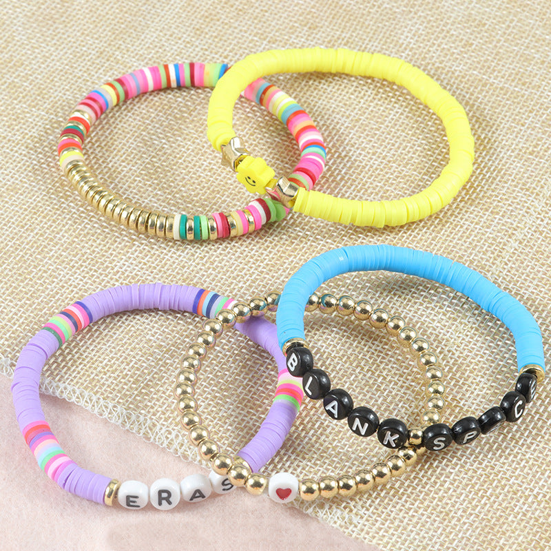 Wholesale Fan Bracelet Elastic Personality Color Letter Multi-layer Beaded Hand Jewelry Set ACC-BT-YiYe012