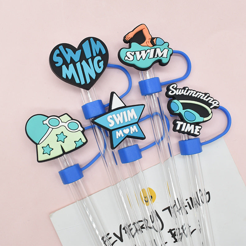 Wholesale Random 100pcs Swimming Necklace Straw Cover 10MM Straw Tube Cap