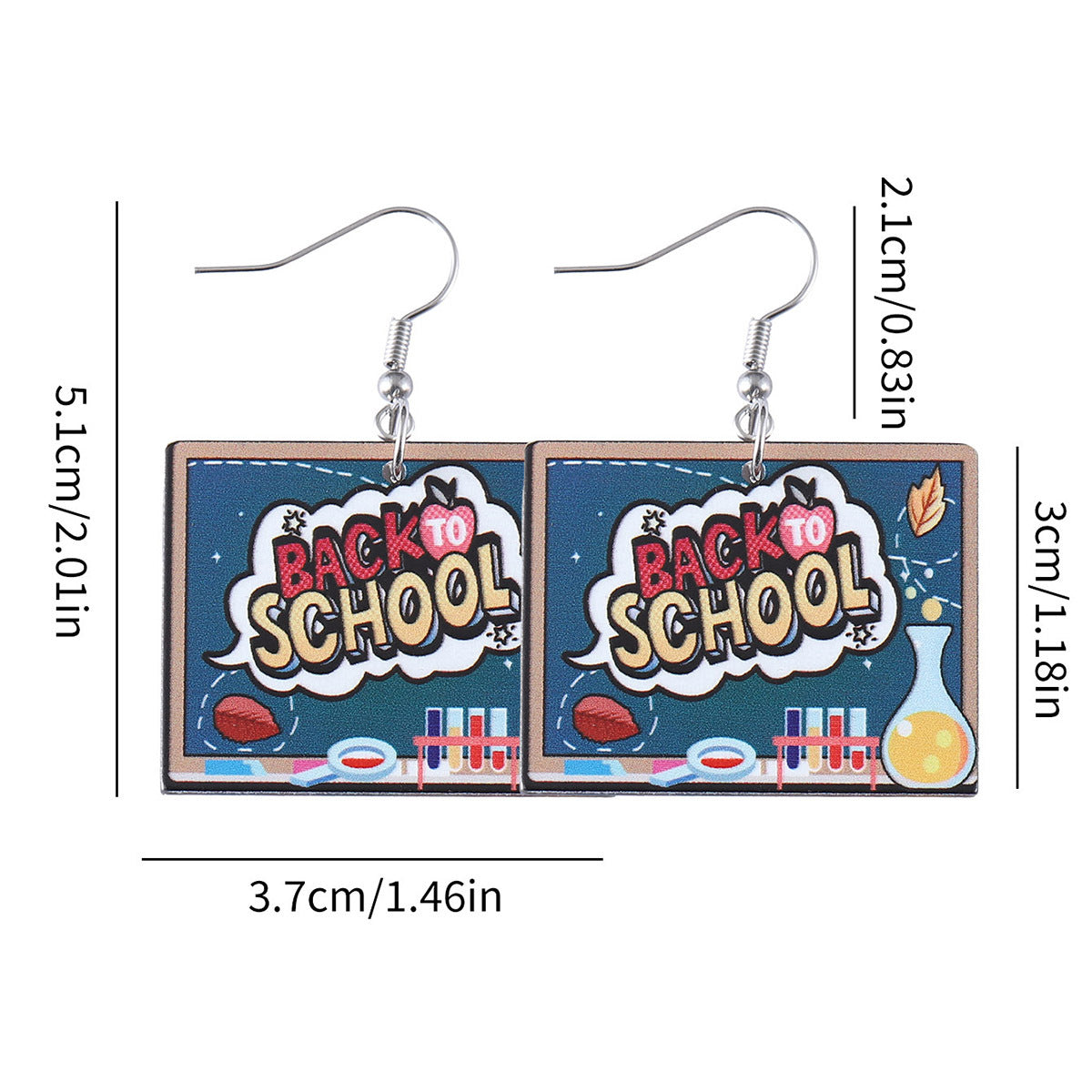 Wholesale School Season Blackboard Pencil Book Pendant Earrings