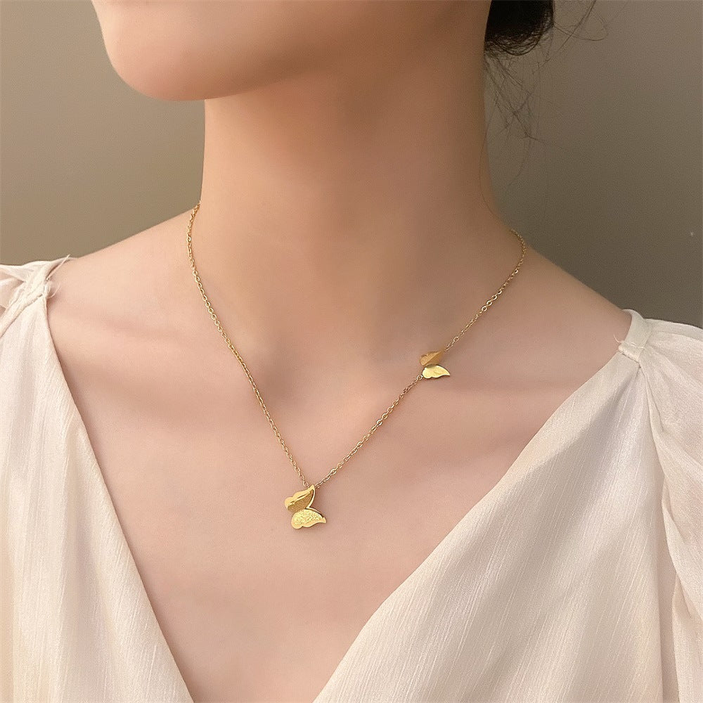 Wholesale Titanium Steel  popular butterfly ring double-layer opening ring