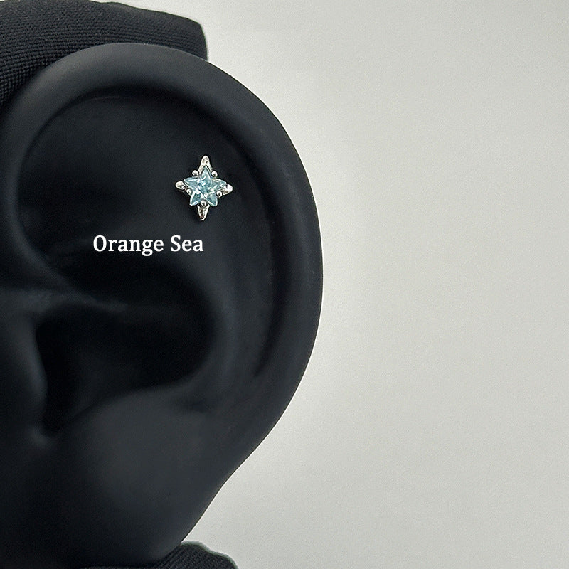 Wholesale  Four-Pointed Star Titanium Steel Ear Bone Earrings