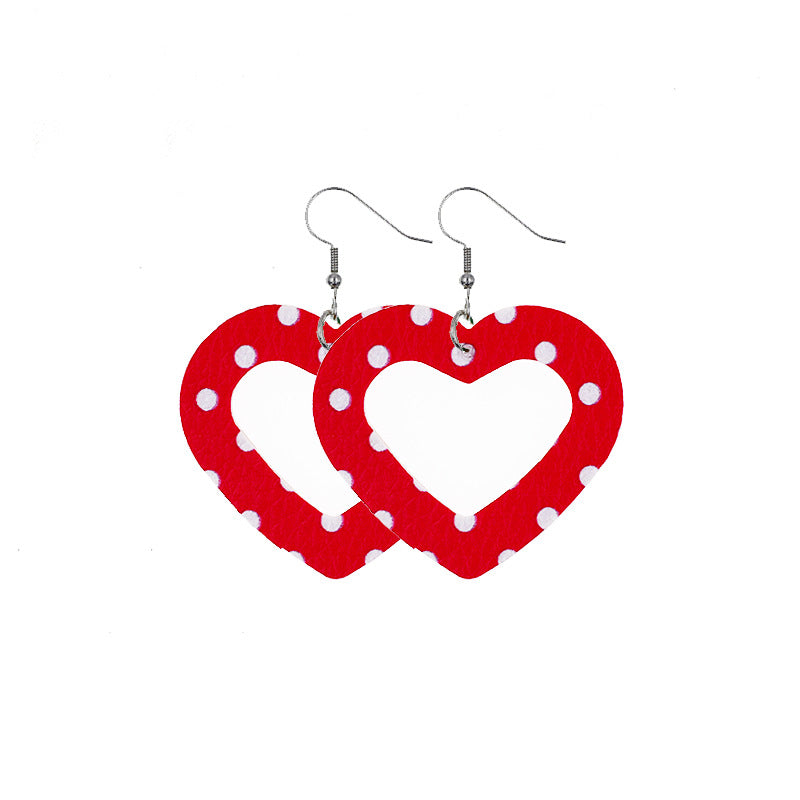 Wholesale Double Layer Love Pendant Leather Valentine's Day Earrings