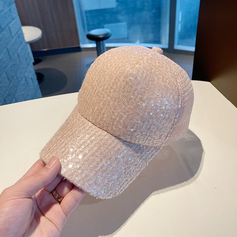 Wholesale sequin baseball cap breathable sun net hat