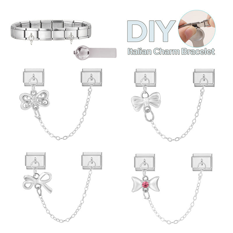 Bracelet de charme italien en gros 9 mm DIY SPLICURE DOUBLE PENDANT BRACILABLE D'ECHELABLE EN ACI