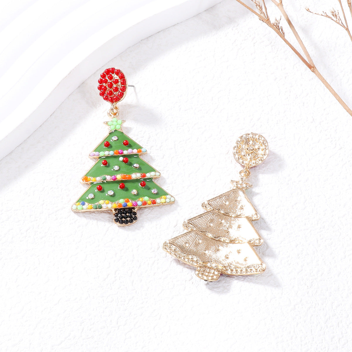 Wholesale Christmas Cartoon Christmas Tree Oil Drop Earrings ACC-ES-JuJia011