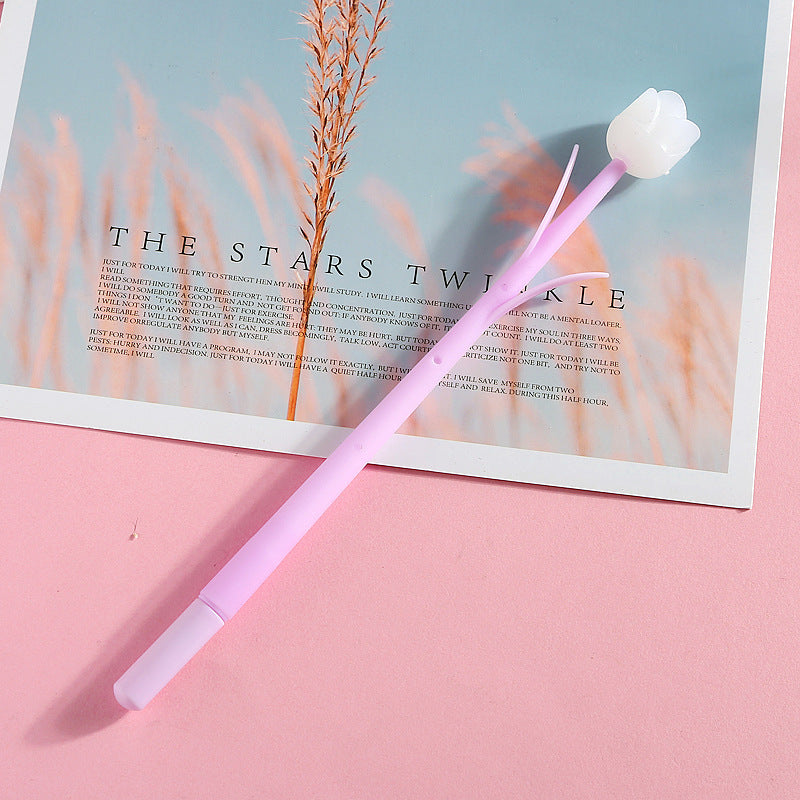 Wholesale Cute creative encounter light discoloration rose modeling soft silicone student gel pen