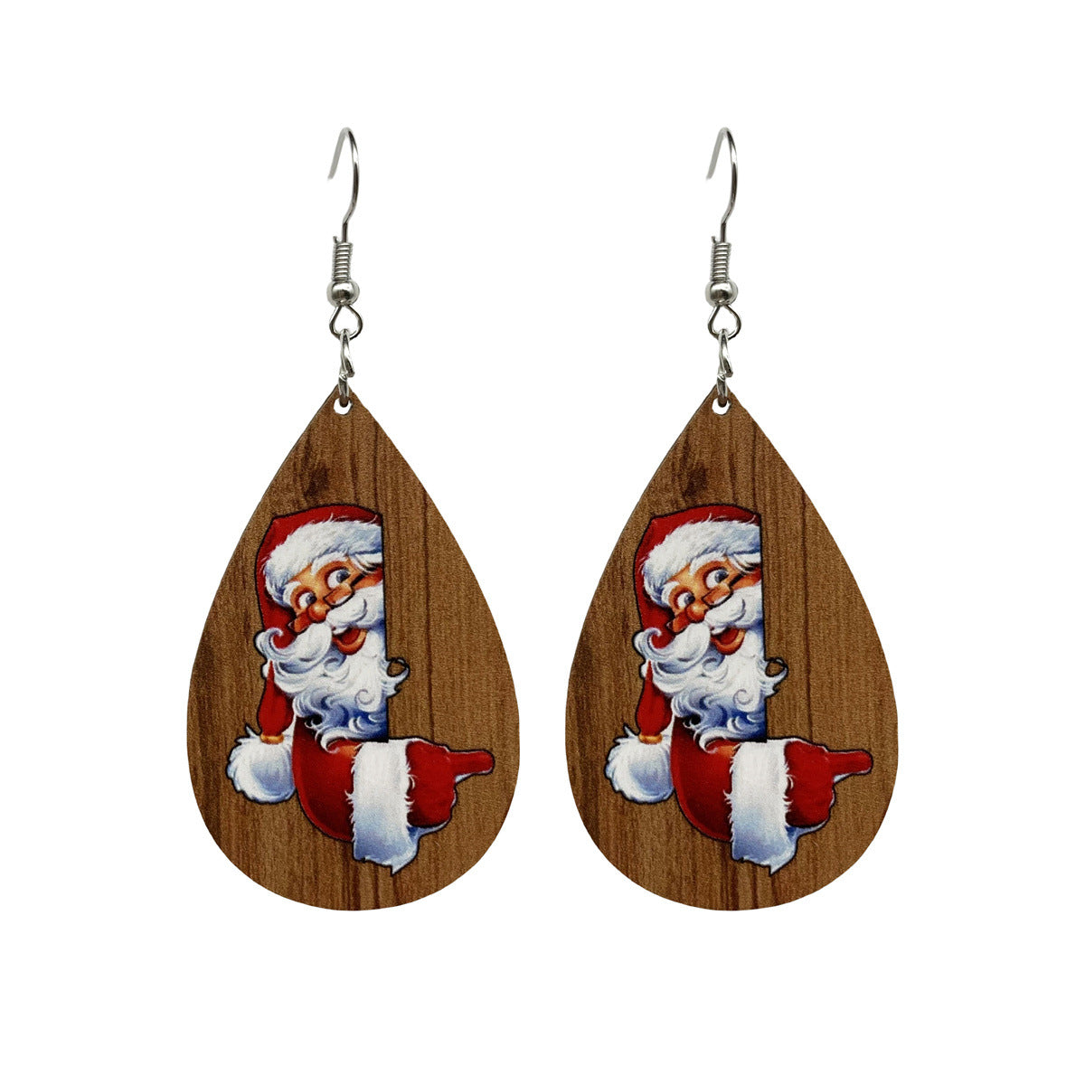Wholesale Christmas Santa Claus Fungus Ornaments Wood Earrings ACC-ES-FX064