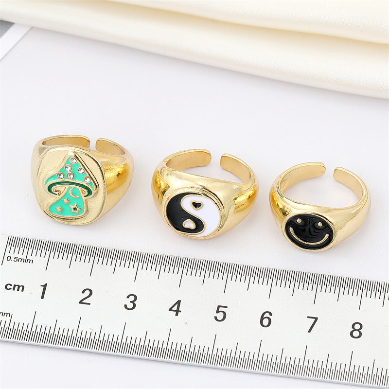 Wholesale Punk Style Rhinestone Heart Ring Geometric Women S Fashion Jewelry Party Accessory