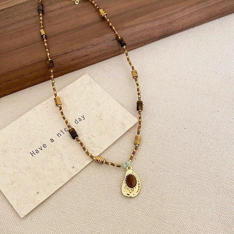 Wholesale Colorful Light Luxury Turquoise and Pearl Beaded Clavicle Necklace