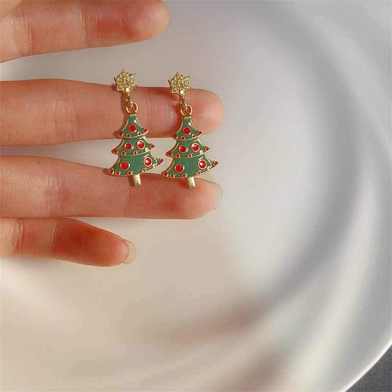 Wholesale Christmas Tree Diamond Earrings Fashion Jewelry Accessory Boutique Resale Party Wear