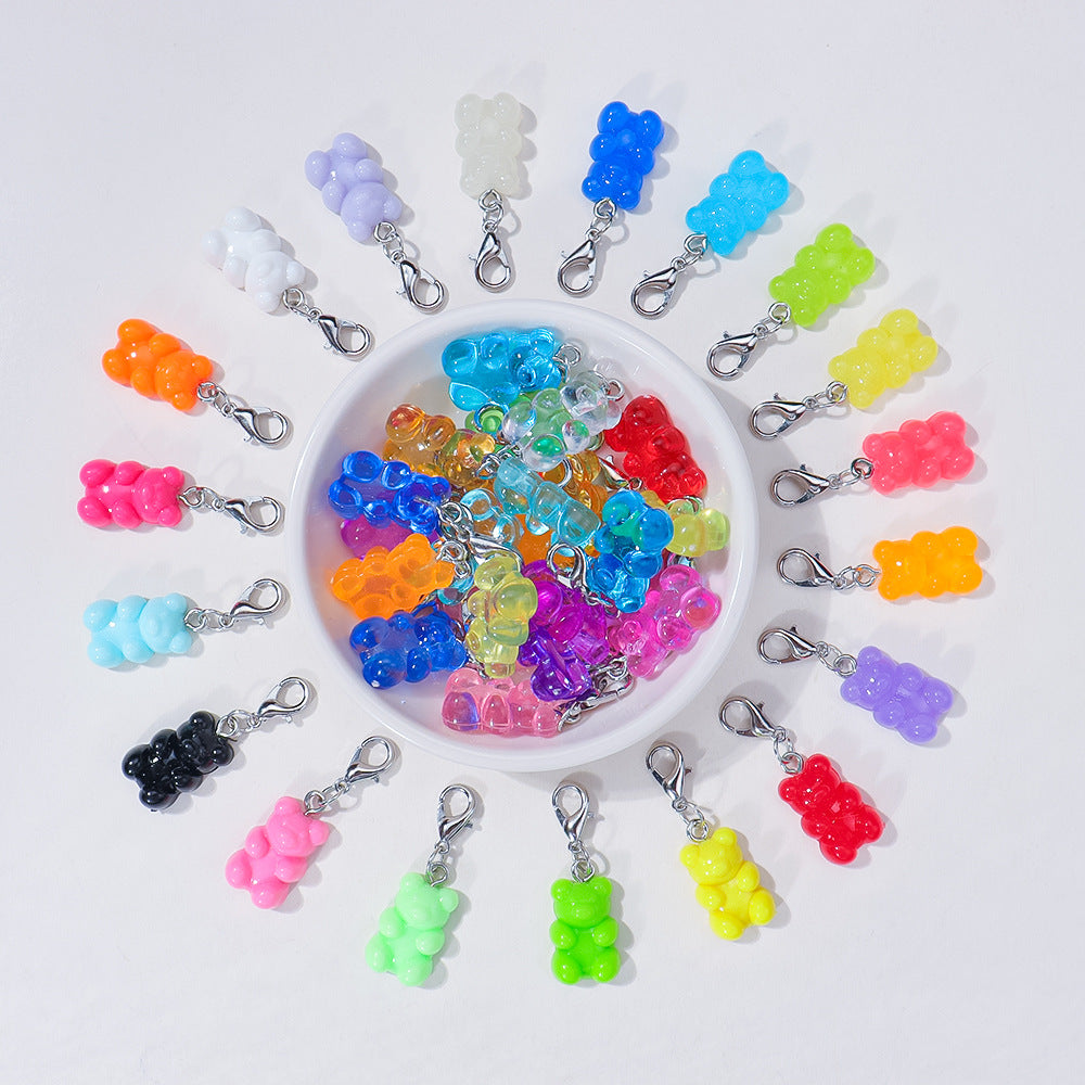 Wholesale 10pcs/pack Candy Color Bear Pendant DIY Universal Buckle Pendant Necklace Bracelet Keychain Shoe Bag Accessories Pendant Accessories