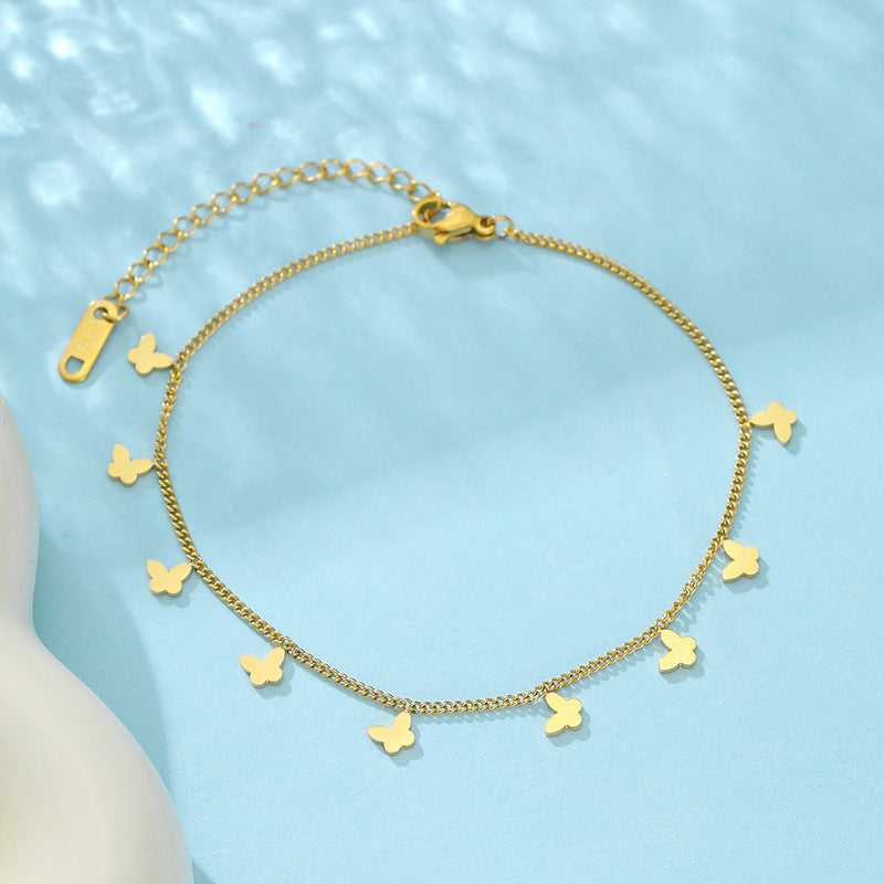 Wholesale Titanium Steel Butterfly Clavicle Necklace French Retro Style Fashion Accessory